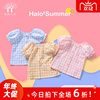 夏季女童开衫上衣格子半袖儿童薄款夏装宝宝短袖韩版婴儿格子T恤