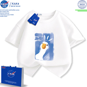 NASA联名男童夏装短袖t恤2024潮流时尚洋气鸭子印花纯棉上衣