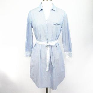 艾格etamd-4-2-3-3蕾丝，边竖条纹纯棉，衬衫连衣裙170222225