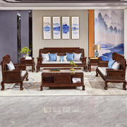 HF2X新中式金花梨木红木沙发组合 菠萝格木全实木客厅家具小户型