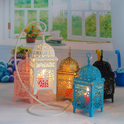 白色铁艺镂空摩洛哥风格风灯欧式烛台 婚庆道具用品 多色可选