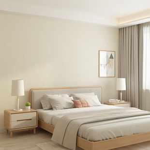 2024纯色奶油风壁布无缝全屋客厅卧室现代简约墙纸墙布包安装