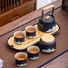 高档功夫茶具套装家用日式一壶二杯茶壶带茶盘酒店办公陶瓷轻奢小