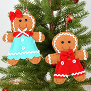 圣诞节装饰挂件布艺娃娃玩偶姜饼人挂饰圣诞树配饰吊饰场景布置