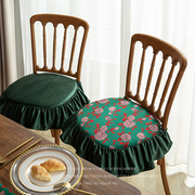 美式餐椅垫轻奢腰枕套高级感桌垫田园椅子屁垫桌旗欧式奢华坐垫