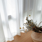 呈开白色窗帘纱帘定制客厅，卧室飘窗书房，美式现代简约竖纹白纱素雅