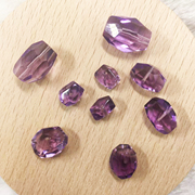 收藏级奥地利天然紫色真水晶不规则刻面手链散珠紫晶随形diy珠子