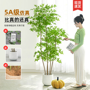 南天竹仿真绿植轻奢假花树仿生植物室内大型装饰客厅盆栽落地摆件