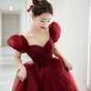 红色在逃公主晚礼服裙女高级感高端轻奢小众，法式生日婚纱成人敬酒