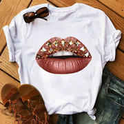 高货网红学院欧美女式彩色嘴唇女款打底衫印花可爱t-shirt一件T恤
