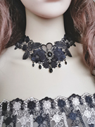 精美蕾丝颈链领子四季白粉黑色珍珠花朵项链遮盖锁骨脖带女