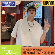 wassupcandy美式短袖t恤男潮牌高街半袖，cityboy夏季百搭宽松上衣