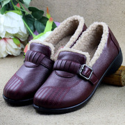 老北京布鞋女鞋冬季防滑软底工作鞋黑色豆豆鞋加绒保暖棉鞋妈妈鞋