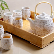 送竹托景德镇陶瓷茶具，套装家用整套功夫现代简约茶壶茶杯子6只装