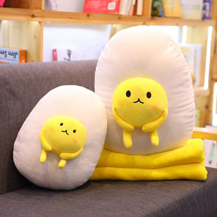 创意鸡蛋抱枕被子两用靠垫办公室午睡枕头沙发，靠枕空调毯子二合一