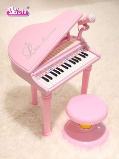 宝丽儿女童电子琴带麦克风，孩钢琴宝宝早教，益智具1-3岁可供玩电源
