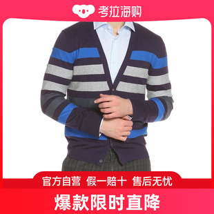 香港直发HUGO BOSS 男士黑白灰蓝色条纹羊毛针织V领开衫 AVANTE 5