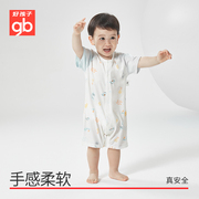 goodbaby好孩子婴幼儿童纯棉连体，哈衣男女宝宝，衣服短袖爬服2件装