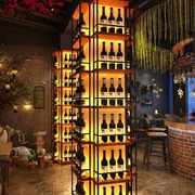 定制红酒架铁艺酒架展示架酒吧，餐厅酒柜靠墙柱子包围置物架隔断陈