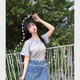 韩系质感棉质宽松T恤夏季纯色净版拼接简约显瘦休闲圆领短袖上衣