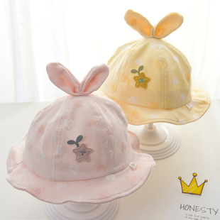 婴儿帽子春秋薄款新生，幼儿春夏季渔夫帽，可爱女宝宝夏款遮阳太阳帽