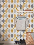 北欧几何格子无缝墙布卧室客厅背景墙壁纸定制壁布儿童宝宝房墙纸