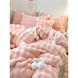 兔兔绒四件套珊瑚绒冬季法莱绒床单被套床笠款被罩牛奶绒床上用品