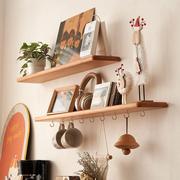 一字隔板置物架樱桃木厨房，墙上搁板实木，客厅卧室收纳架定制书架