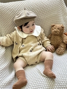 韩版童装秋冬季婴幼儿绣花开衫毛衣女童宝宝镂空针织外套外穿毛衫