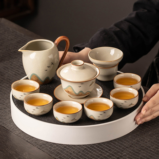 2024汝窑茶具套装家用高档陶瓷茶壶功夫茶杯茶盘整套喝茶中式