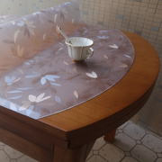 伸缩折叠椭圆形塑料桌布，印花软玻璃防水防油加厚圆桌面胶垫保护垫
