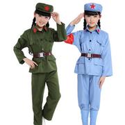 少儿红军演出服军装小孩八路军，新四军抗战解放幼儿表演服装男女孩
