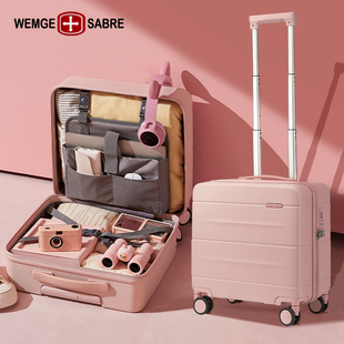 瑞士军2024行李箱女轻便拉杆箱结实18寸小型登机箱旅行箱16