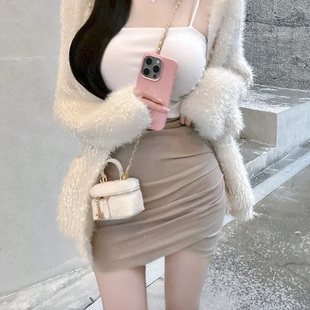 韩国 MW051性感显瘦~气质女人味高腰褶皱包臀短裙半身裙
