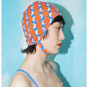 泳帽女布帽不勒头长发专用印花护耳成人时尚，可爱韩国女大码游泳帽