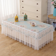 茶几桌布罩家用客厅餐桌，布艺简约现代防滑蕾丝，全包长方形装饰桌套