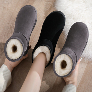 雪地靴女2024年冬季皮毛，一体加绒加厚保暖雪地棉鞋短靴子