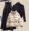 冬装搭配一整套小个子棉服外套，毛衣半身裙冬季显瘦套装女三件套