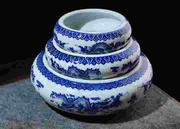 景德镇陶瓷烟灰缸垃圾笔洗，缸家用中式怀旧经典青花，鱼缸水仙养花盆