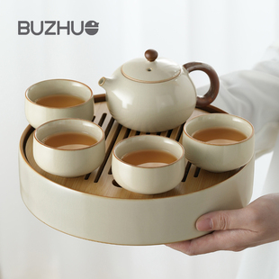 汝窑茶具套装家用办公室，会客2024陶瓷功夫茶杯，茶盘中式泡茶壶