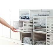 日本橱柜可叠加收纳筐抽屉式家用塑料分层整理箱组合式桌面文件架