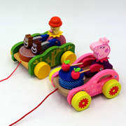 宝宝婴儿玩具推车质鸡吃米拖拉线学步车木制儿童玩具车一件