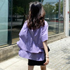 自制日系分层不规则衬衫，女薰衣草紫短袖ins潮设计感小众温柔衬衣