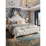 欧式床双人床现代简约加宽实木，别墅主卧床奢华法式白色公主床婚床