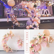 粉色成品花艺仿真花绢花，迎宾区布置装饰花拱门，婚礼婚庆道具花