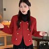 红色外套小香风小个子时髦漂亮上衣潮女2023秋冬韩版时尚毛呢