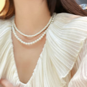 韩国fever同款玻璃珍珠项链女轻奢小众设计感高级颈链质感锁骨链