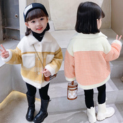 女童羊羔绒外套2021秋冬中小童儿童洋气秋装小女孩韩版毛毛衣