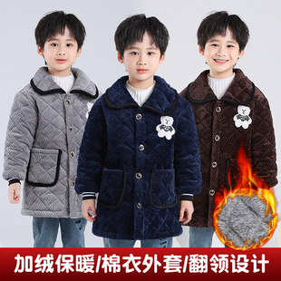 儿童加绒加厚罩衣保暖男童保暖加棉围裙时尚韩版宝宝棉衣外套
