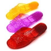 老式拖鞋怀旧经典水晶塑料平跟女拖鞋坡跟厚底熟胶凉拖塑胶大码r